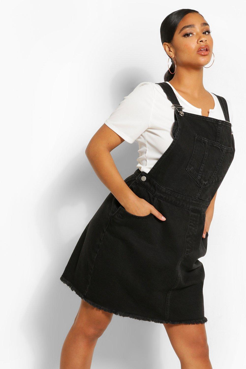 Boohoo denim cheap pinafore dress